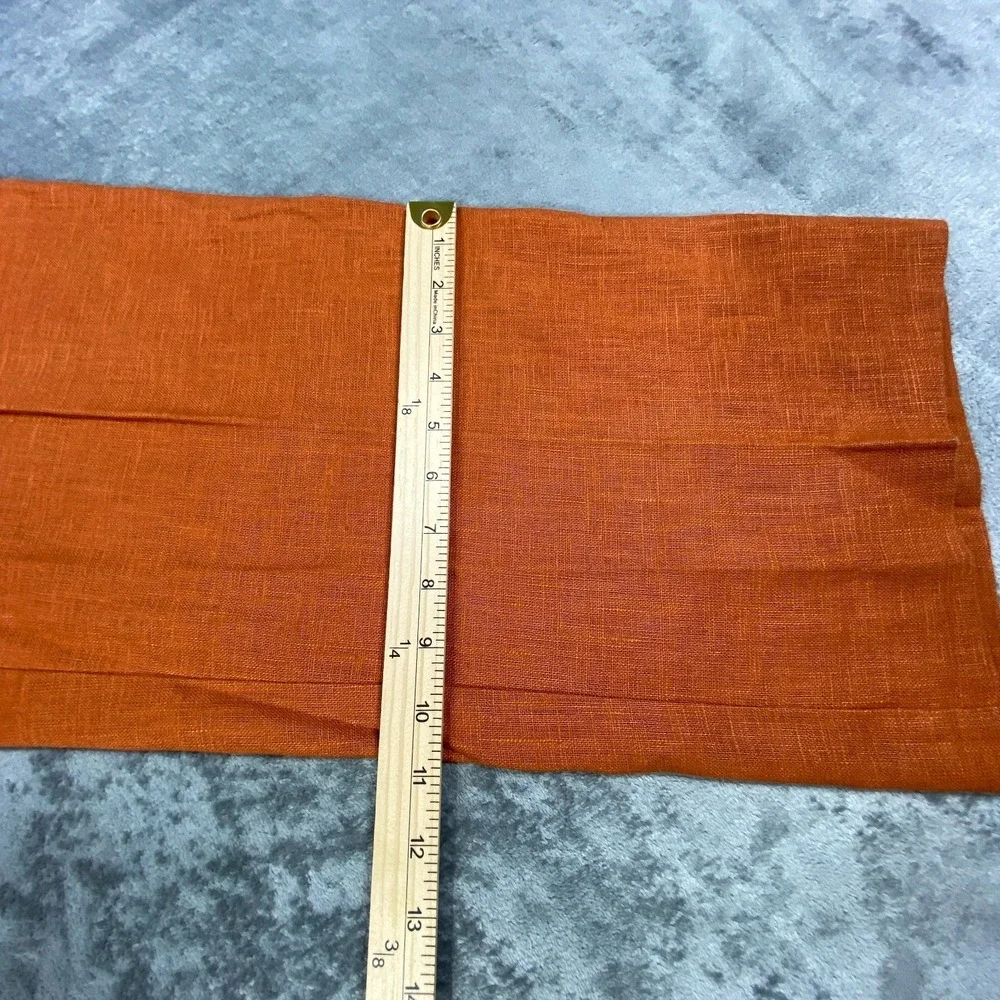 Mens 100% Linen Pants Sz 32x31 Wide Leg High Waist Straight Trouser Burnt Orange